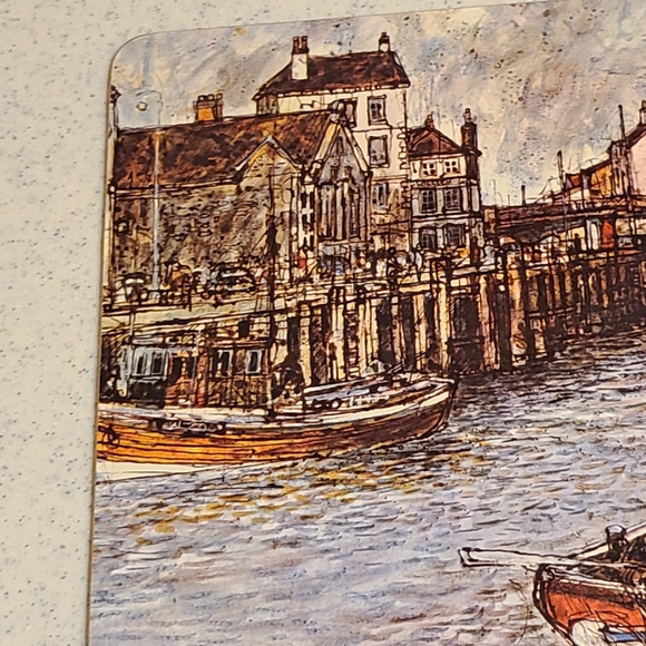 Scenic Harbor Design Dinning Place Setting With Matching Coaster S - Picture 6 of 10